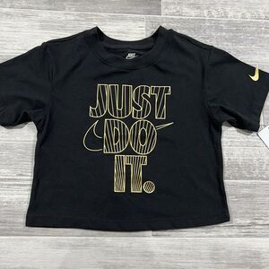 Nike Girls Size 5 Pre-School Shine Boxy Tee Black Style 36L428-023 New With Tags